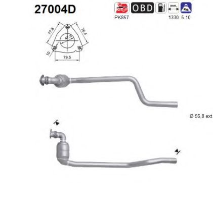 27004D AS Exhaust System Catalytic Converter