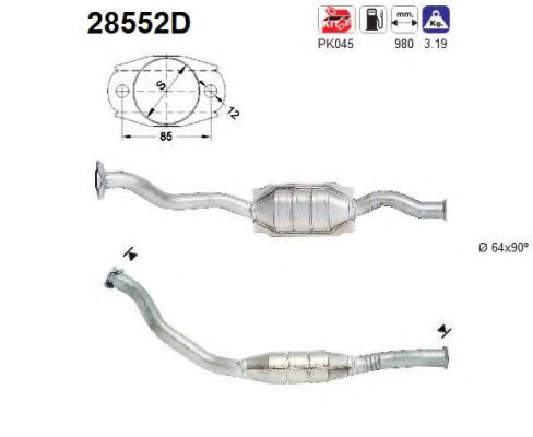 28552D AS Exhaust System Catalytic Converter