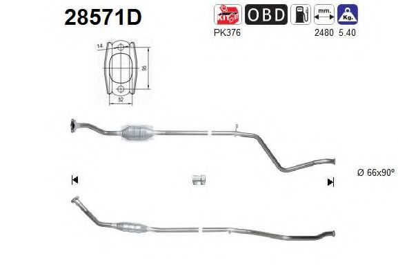 28571D AS Exhaust System Exhaust Pipe
