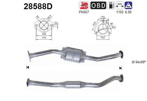 28588D AS Exhaust System Catalytic Converter