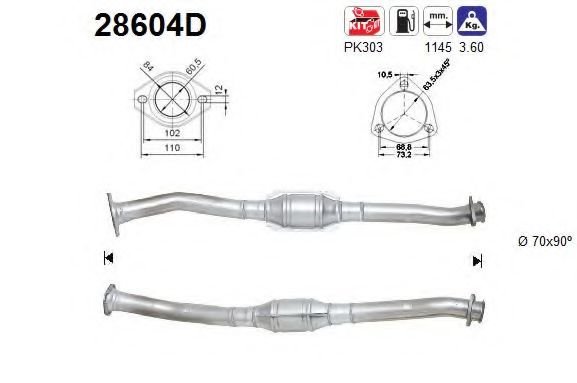 28604D AS Exhaust System Catalytic Converter