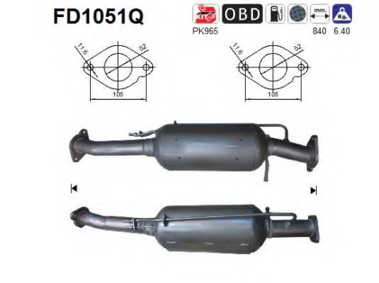 FD1051Q AS Exhaust System Soot/Particulate Filter, exhaust system
