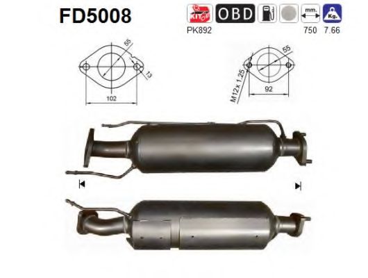FD5008 AS Abgasanlage Ruß-/Partikelfilter, Abgasanlage