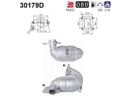 30179D AS Exhaust System Catalytic Converter