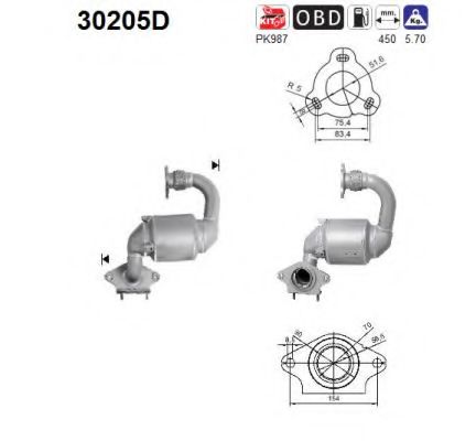 30205D AS Exhaust System Catalytic Converter