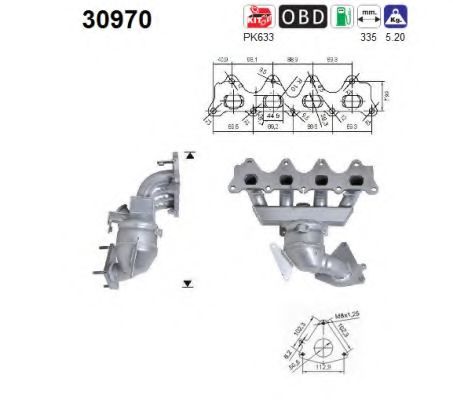 30970 AS Gasket, exhaust pipe