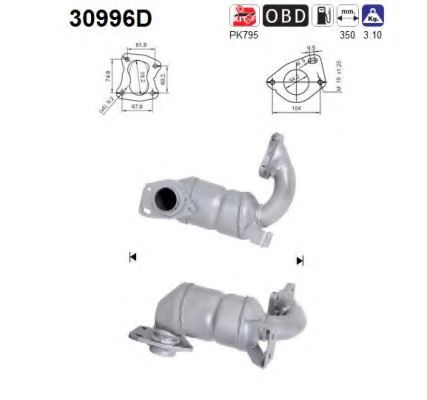 30996D AS Exhaust System Catalytic Converter