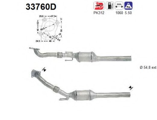 33760D AS Exhaust System Catalytic Converter