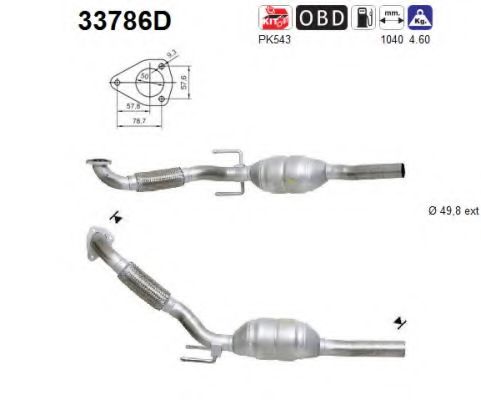 33786D AS Exhaust System Catalytic Converter