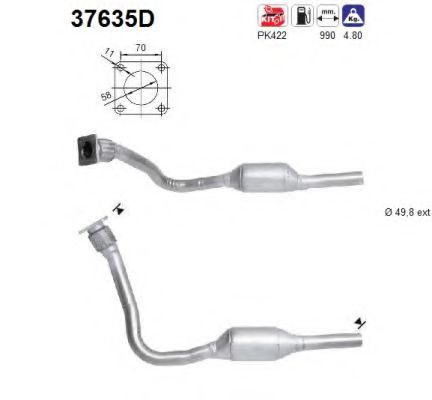37635D AS Exhaust System Catalytic Converter