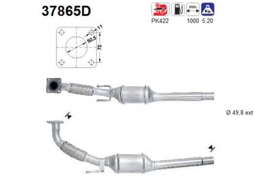 37865D AS Exhaust System Catalytic Converter