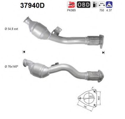 37940D AS Exhaust System Catalytic Converter