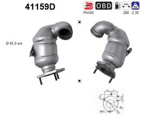 41159D AS Exhaust System Catalytic Converter