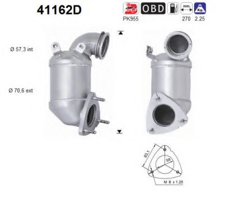 41162D AS Exhaust System Catalytic Converter