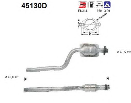 45130D AS Exhaust System Catalytic Converter