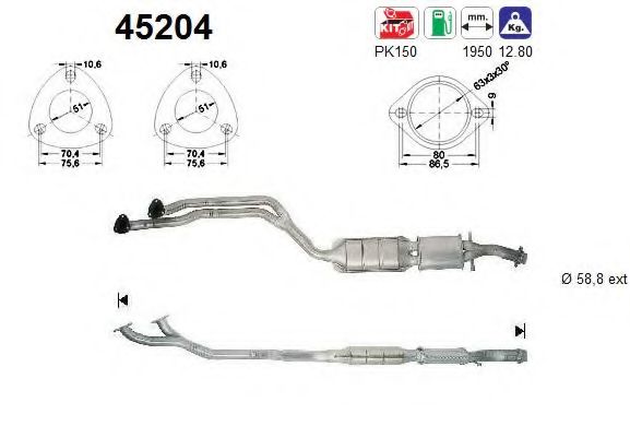 45204 AS Exhaust System Catalytic Converter