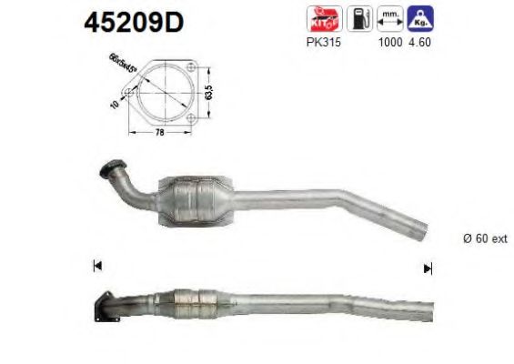 45209D AS Exhaust System Catalytic Converter