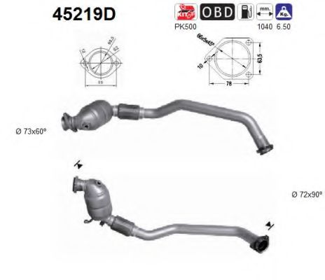 45219D AS Exhaust System Catalytic Converter