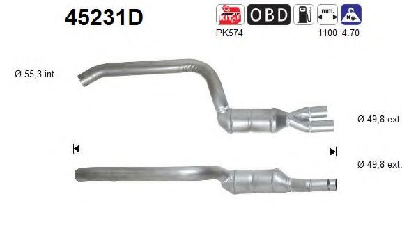 45231D AS Exhaust System Catalytic Converter