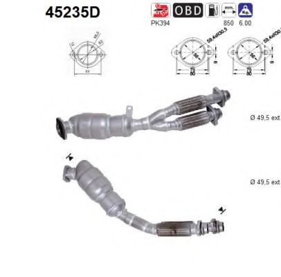 45235D AS Exhaust System Catalytic Converter