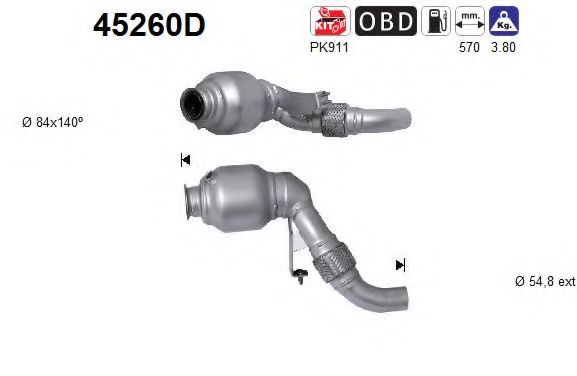 45260D AS Exhaust System Catalytic Converter