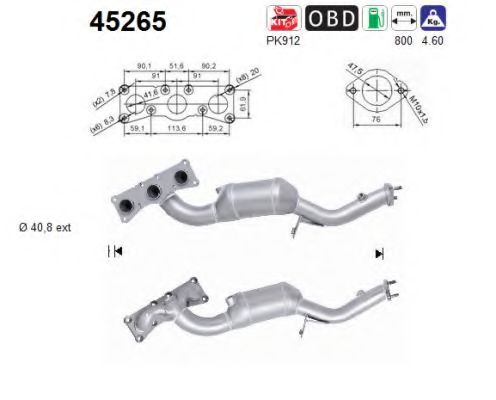 45265 AS Exhaust System Catalytic Converter
