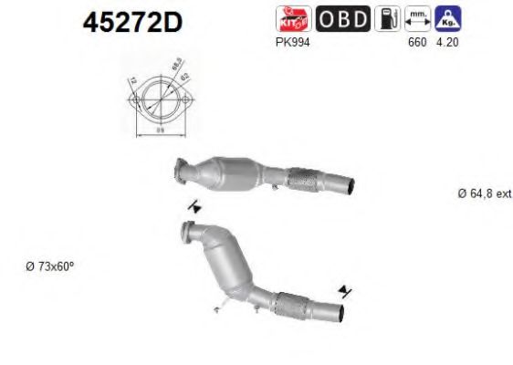 45272D AS Exhaust System Catalytic Converter