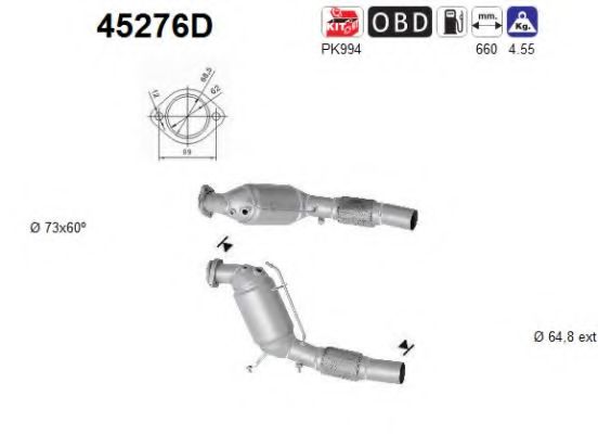 45276D AS Exhaust System Catalytic Converter