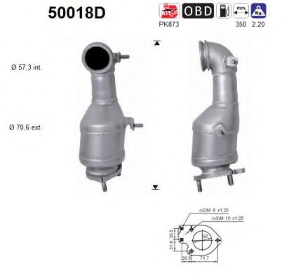 50018D AS Exhaust System Catalytic Converter