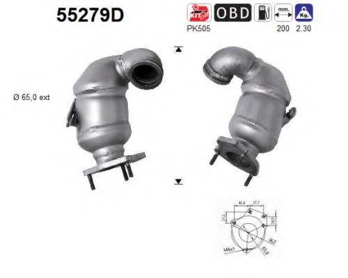 55279D AS Exhaust System Catalytic Converter