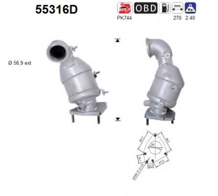 55316D AS Exhaust System Catalytic Converter