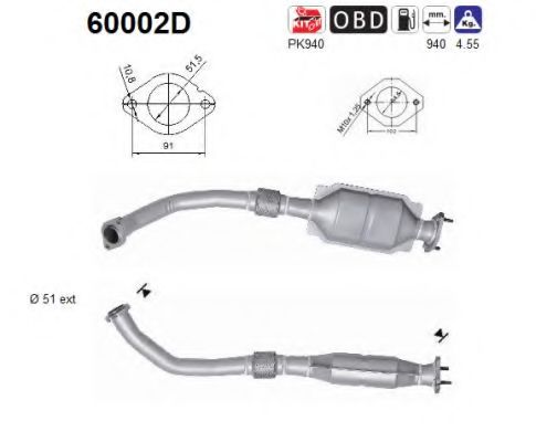 60002D AS Exhaust System Catalytic Converter