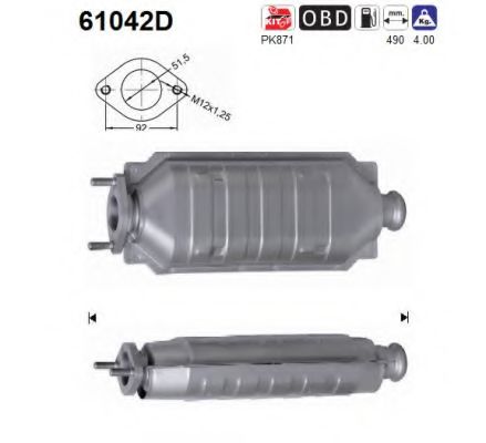 61042D AS Exhaust System Catalytic Converter