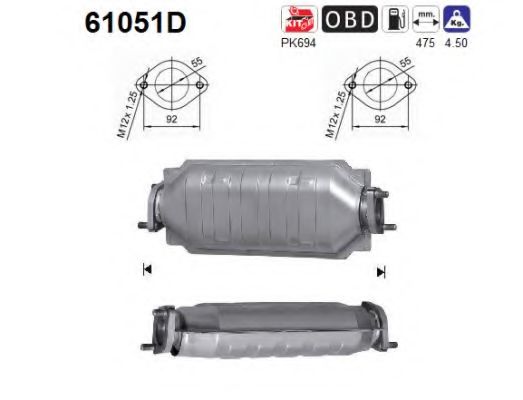 61051D AS Exhaust System Catalytic Converter