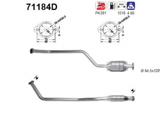 71184D AS Exhaust System Catalytic Converter