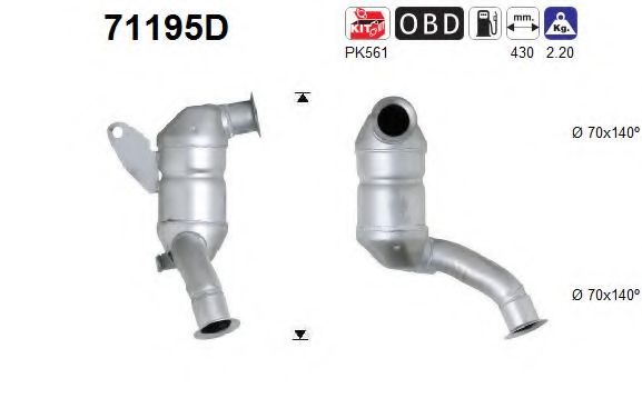 71195D AS Exhaust System Catalytic Converter