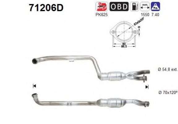 71206D AS Exhaust System Catalytic Converter
