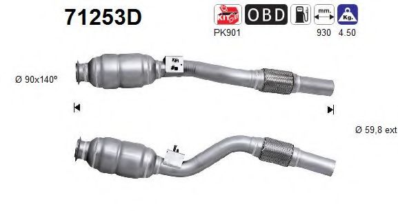 71253D AS Exhaust System Catalytic Converter