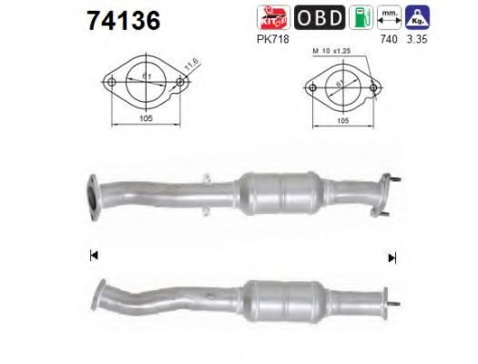 74136 AS Exhaust System Catalytic Converter