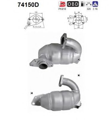 74150D AS Exhaust System Catalytic Converter