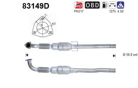 83149D AS Exhaust System Catalytic Converter