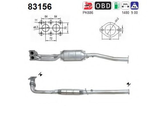83156 AS Exhaust System Catalytic Converter