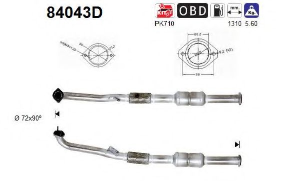 84043D AS Exhaust System Catalytic Converter
