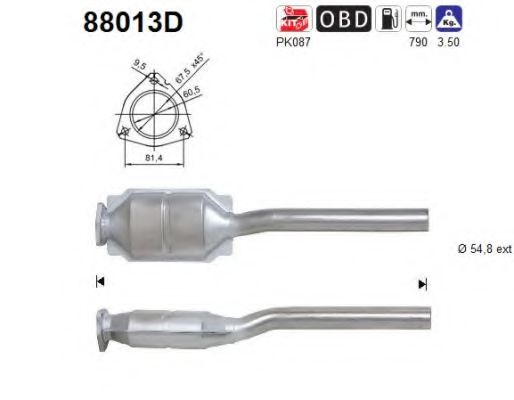 88013D AS Exhaust System Catalytic Converter