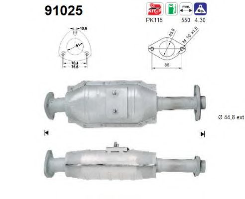 91025 AS Exhaust System Catalytic Converter