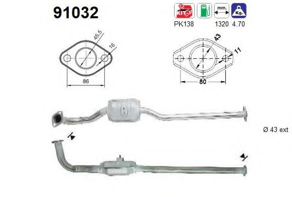 91032 AS Exhaust System Clamp, exhaust system