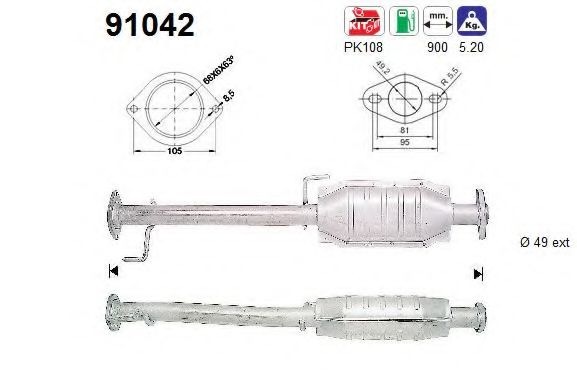 91042 AS Exhaust System Clamp, exhaust system