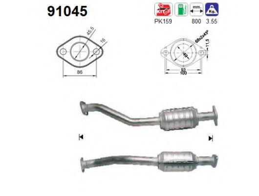 91045 AS Exhaust System Clamp, exhaust system