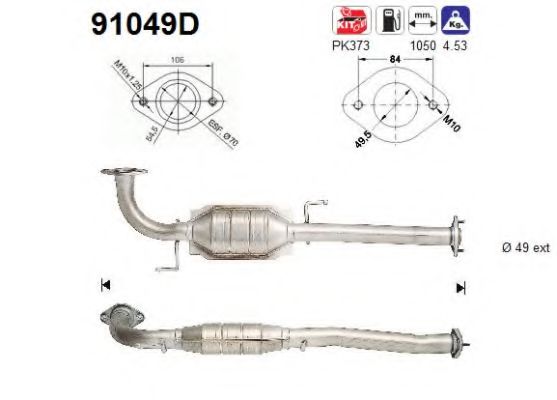 91049D AS Exhaust System Catalytic Converter