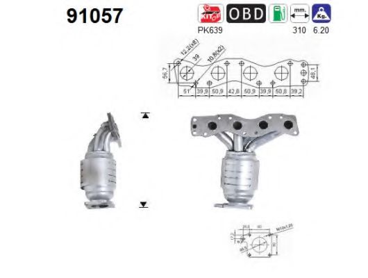 91057 AS Exhaust System Clamp, exhaust system
